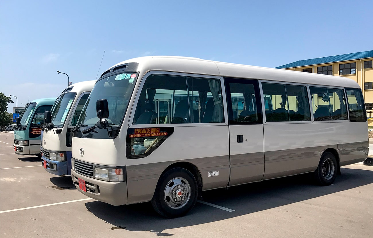 Toyota Coaster minibuses for large group transfers by Kai Tours and Safaris in Zanzibar