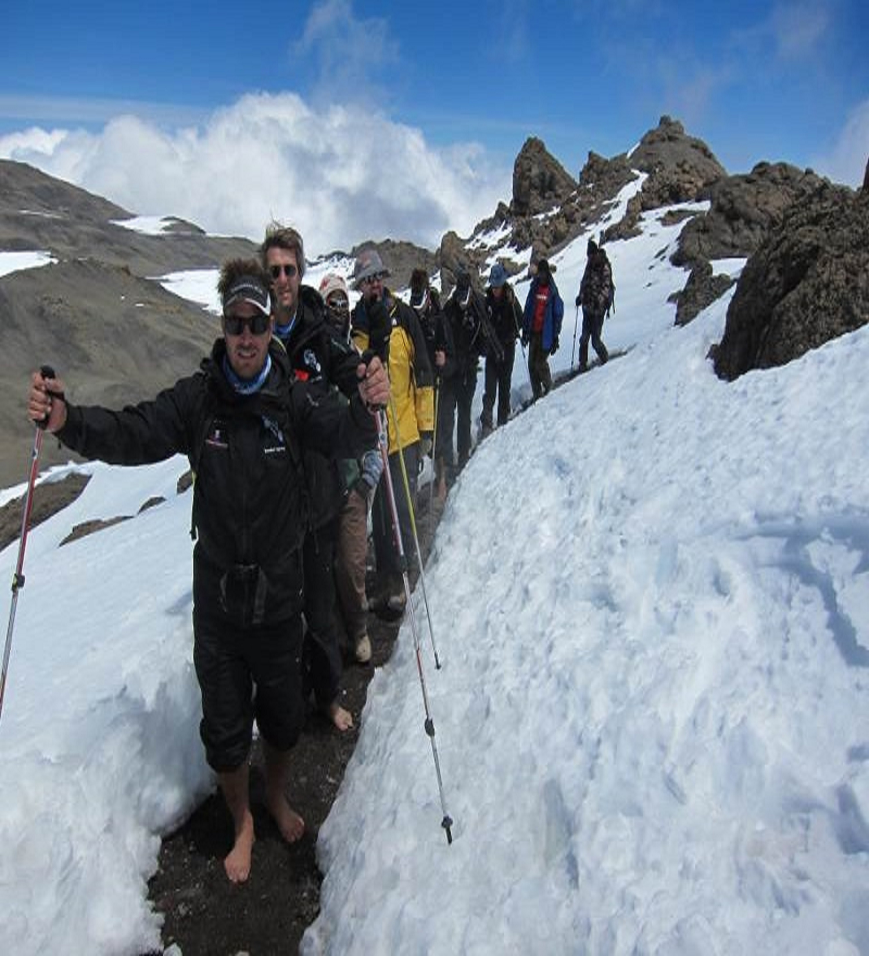Climbing Mountain Kilimanjaro with bare feet