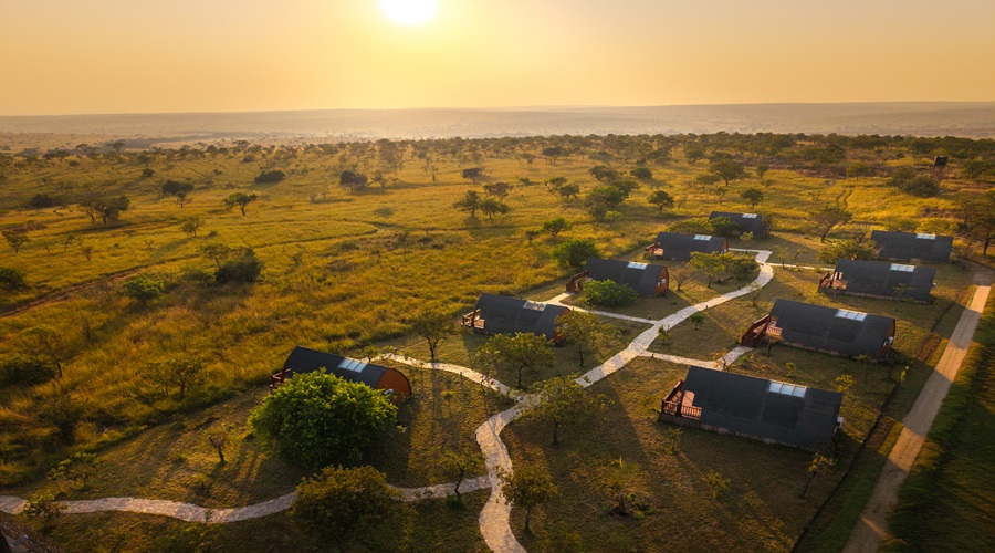 Great Aerial view of Serengeti ark safari lodge.