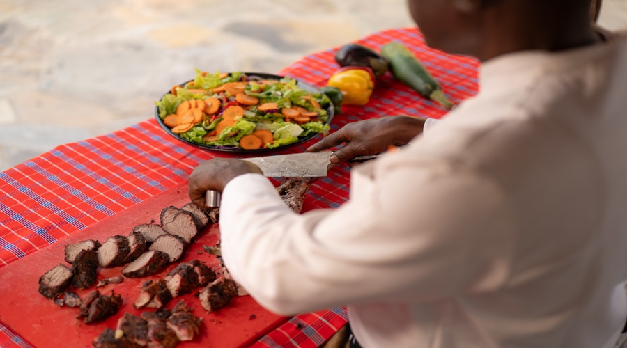 Profesional Chefs from Serengeti ark safari lodge can cook any meal  of your choice.