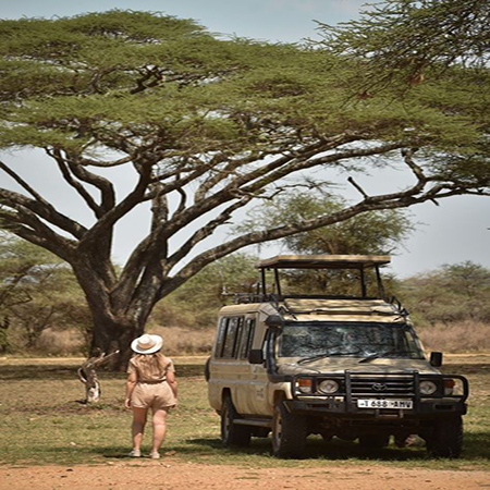 A private safari vehicle in Tarangire National Park