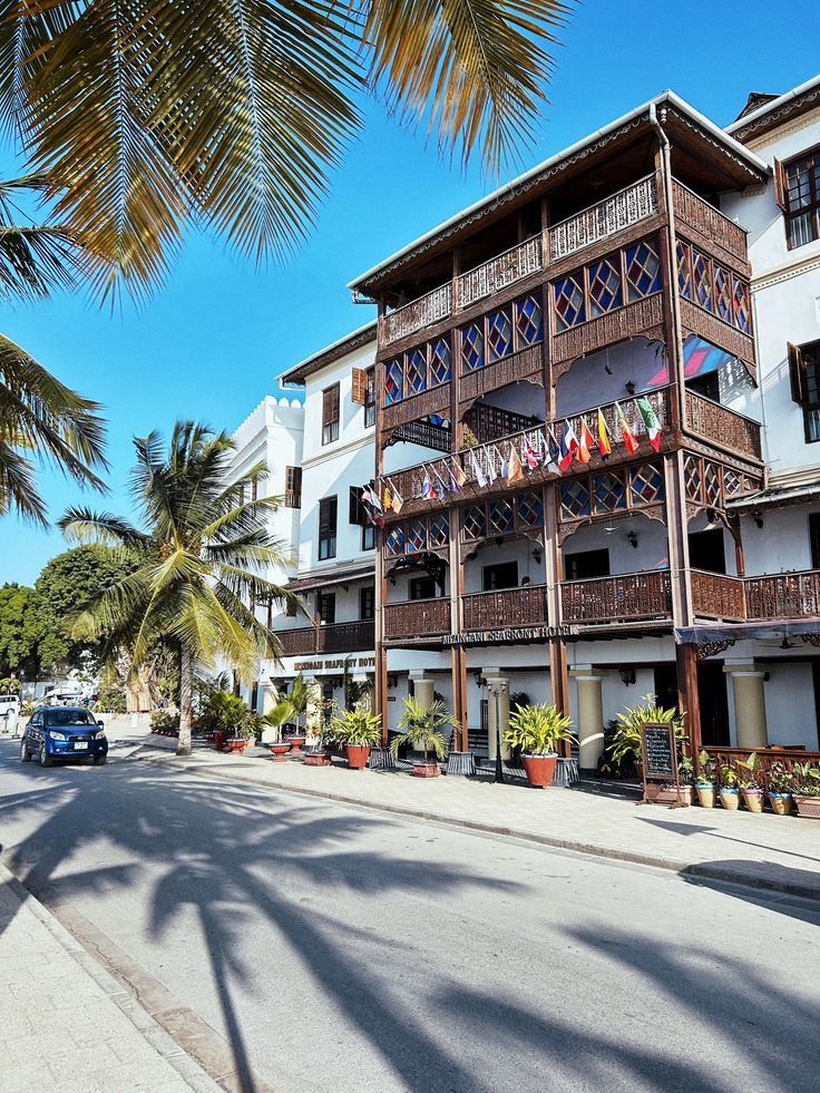 A wide shot of the Stone Town Road